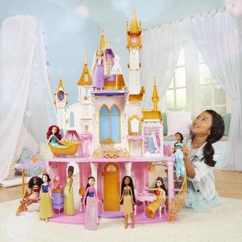 디즈니 Disney Princess Ultimate Celebration Castle, 4 Feet Tall Doll House with Furniture and Accessories, Musical Fireworks Light Show, Toy for Girls 3 and Up