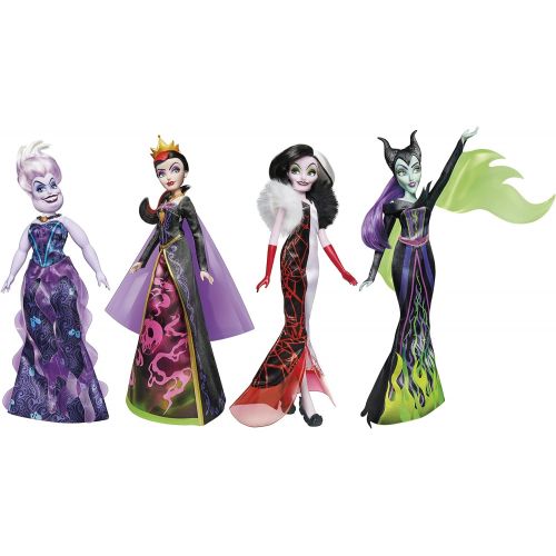 디즈니 Disney Princess Disney Villains Black and Brights Collection, Fashion Doll 4 Pack, Disney Villains Toy for Kids 5 Years Old and Up (Amazon Exclusive)