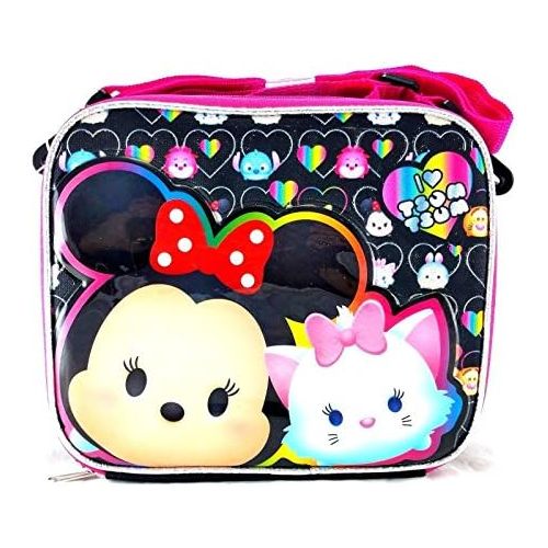디즈니 Disney Tsum TsumSchool Lunch Bag Insulated Snack Cooler Box Black Pink