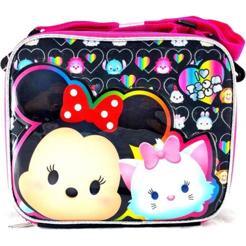 디즈니 Disney Tsum TsumSchool Lunch Bag Insulated Snack Cooler Box Black Pink