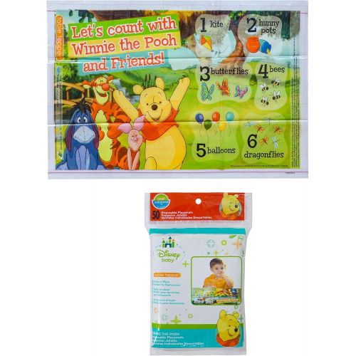 디즈니 Disney Winnie The Pooh Table Topper Disposable Stick-on Placements in Reusable Package, Gender Neutral Design