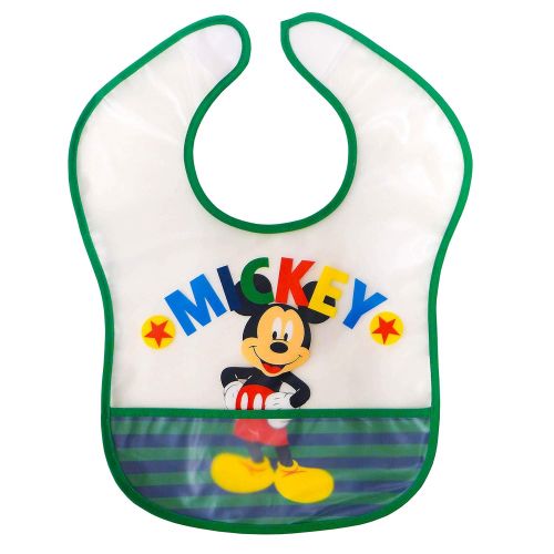 디즈니 Disney Mickey Mouse 4Count Easy Wipe Toddler Bib with Crumb Catcher