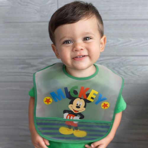 디즈니 Disney Mickey Mouse 4Count Easy Wipe Toddler Bib with Crumb Catcher