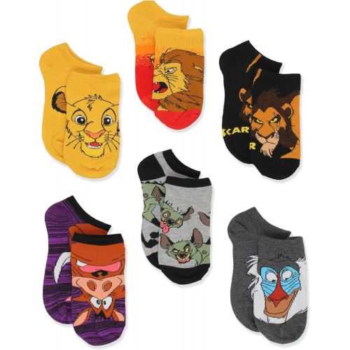 디즈니 Disney The Lion King Boys Girls Teen Adults 6 pack Socks Set (9-11 Womens (Shoe: 4-10), Gold/Multi)