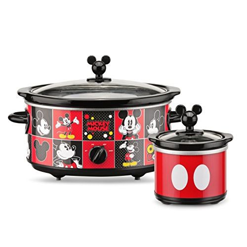 디즈니 Disney DCM-502 Mickey Mouse Oval Slow Cooker with 20-Ounce Dipper, 5-Quart, Red/Black: Kitchen & Dining