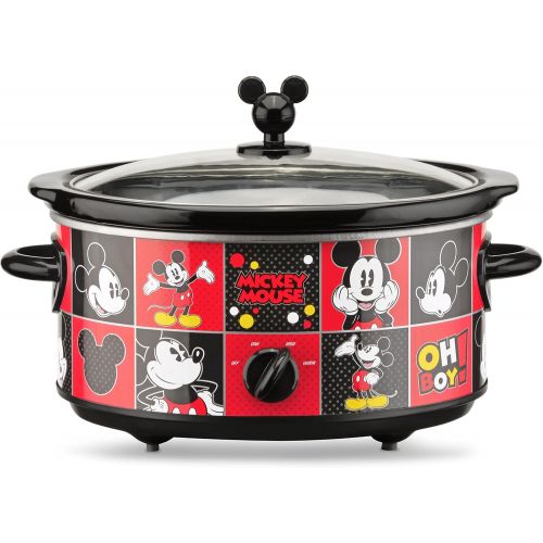 디즈니 Disney DCM-502 Mickey Mouse Oval Slow Cooker with 20-Ounce Dipper, 5-Quart, Red/Black: Kitchen & Dining