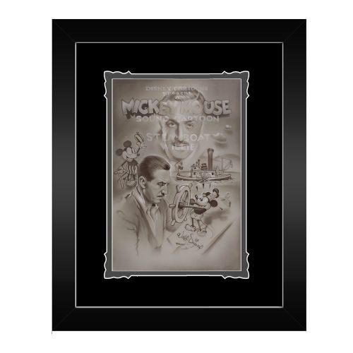 디즈니 Disney Steamboat Willie Full Steam Ahead Framed Deluxe Print by Noah