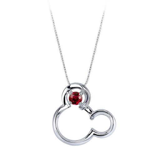 디즈니 Disney Mickey Mouse July Birthstone Necklace for Women - Ruby