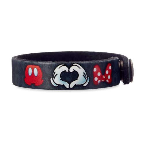 디즈니 Disney Mickey Loves Minnie Leather Bracelet - Personalizable
