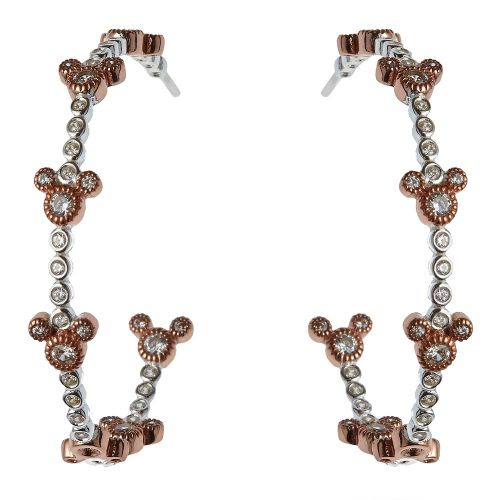 디즈니 Disney Mickey Mouse Rose Gold Icon Hoop Earrings by Rebecca Hook