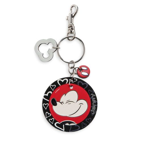 디즈니 Disney Mickey Mouse Heart Leather Keychain - Personalizable