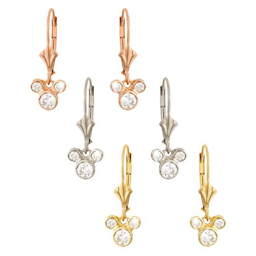 디즈니 Disney Mickey Mouse Fleur-de-Lis Earrings - Gold