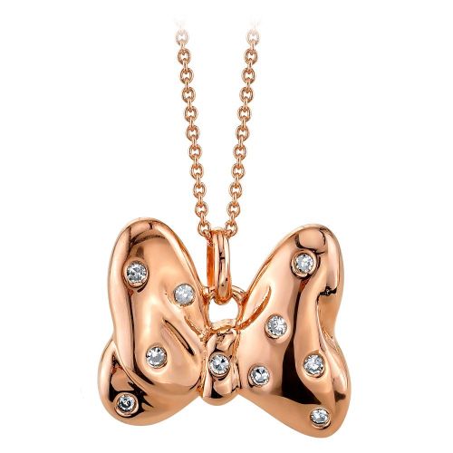 디즈니 Disney Minnie Mouse Bow Diamond Pendant Necklace - Rose Gold