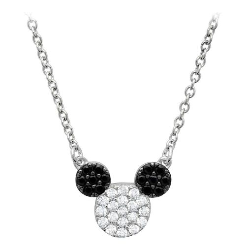 디즈니 Disney Mickey Mouse Pave Icon Necklace by CRISLU - Platinum