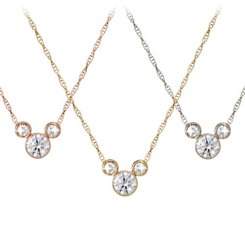 디즈니 Disney Diamond Mickey Mouse 14K Necklace - Medium