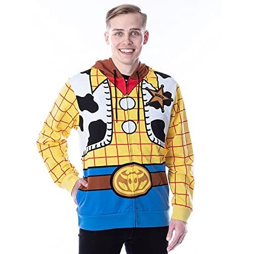 디즈니 할로윈 용품Disney Pixar Toy Story Mens I Am Woody The Cowboy Sheriff Costume Adult Sweatshirt Zip Hoodie