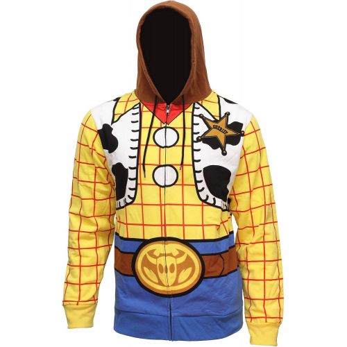 디즈니 할로윈 용품Disney Pixar Toy Story Mens I Am Woody The Cowboy Sheriff Costume Adult Sweatshirt Zip Hoodie