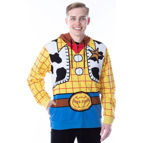 디즈니 할로윈 용품Disney Pixar Toy Story Mens I Am Woody The Cowboy Sheriff Costume Adult Sweatshirt Zip Hoodie