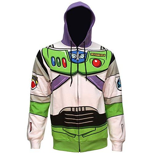 디즈니 할로윈 용품Disney Pixar Toy Story Mens I Am Buzz Lightyear Astronaut Costume Adult Sweatshirt Zip Hoodie