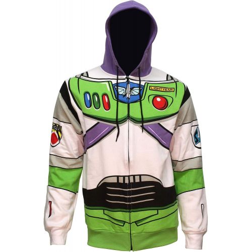 디즈니 할로윈 용품Disney Pixar Toy Story Mens I Am Buzz Lightyear Astronaut Costume Adult Sweatshirt Zip Hoodie