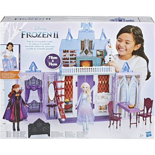 디즈니 Disney Frozen Fold and Go Arendelle Castle Playset Inspired 2 Movie, Portable Play - Toy for Kids Ages 3 and up