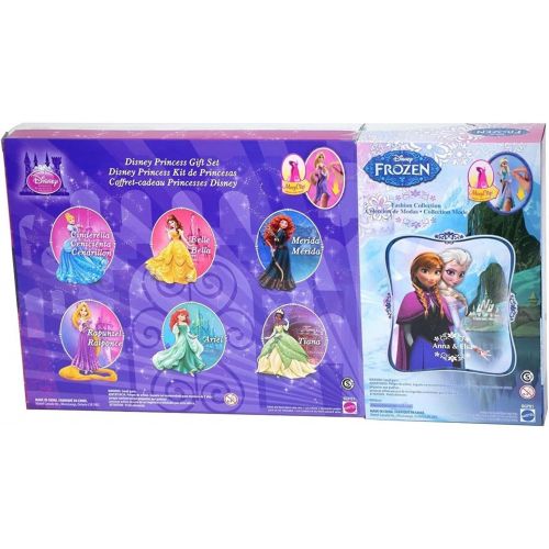 디즈니 Mattel 8-PC Doll Gift Set: 3.75 Disney Princess, featuring Anna and Elsa from Frozen