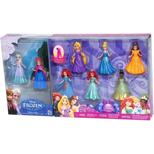 디즈니 Mattel 8-PC Doll Gift Set: 3.75 Disney Princess, featuring Anna and Elsa from Frozen