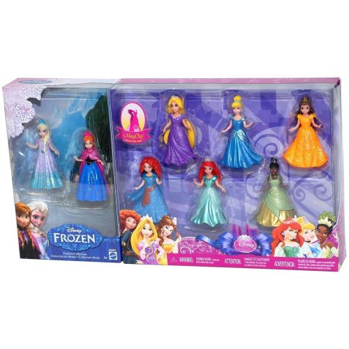 디즈니 Mattel 8-PC Doll Gift Set: 3.75 Disney Princess, featuring Anna and Elsa from Frozen