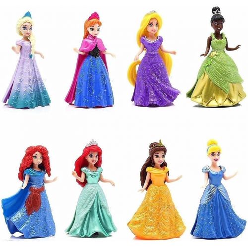 디즈니 Mattel 8-PC Doll Gift Set: 3.75 Disney Princess, featuring Anna and Elsa from Frozen