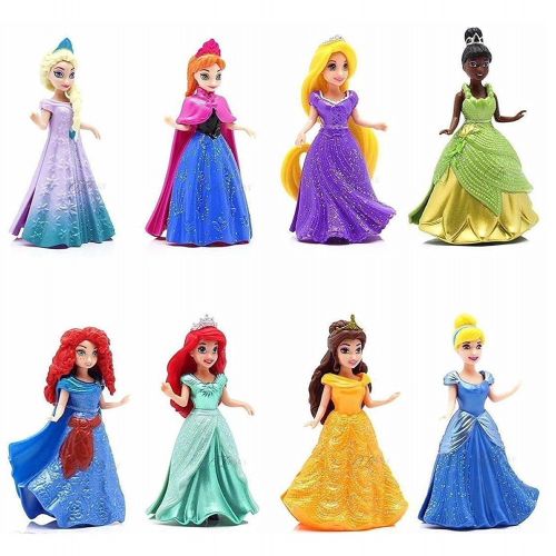 디즈니 Mattel 8-PC Doll Gift Set: 3.75 Disney Princess, featuring Anna and Elsa from Frozen