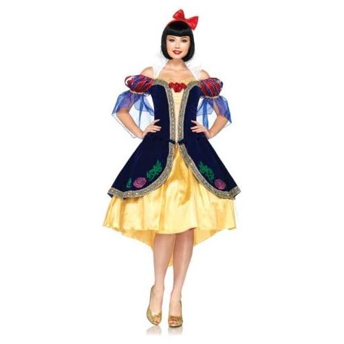 디즈니 Disney Leg Avenue Costumes 3Pc.Deluxe Snow White Includes Dress, Back Bow and Headband