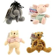 Retired Disney Classic Style Winnie the Pooh Set of 4 Plush Bean Bag Dolls Including Classic Piglet, Eeyore, Tigger and Pooh Mint with Tags
