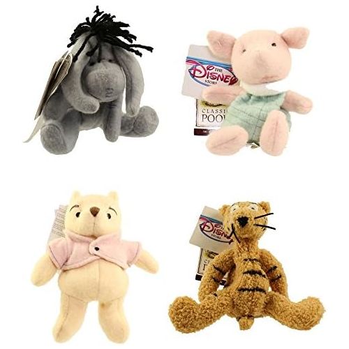 디즈니 Retired Disney Classic Style Winnie the Pooh Set of 4 Plush Bean Bag Dolls Including Classic Piglet, Eeyore, Tigger and Pooh Mint with Tags