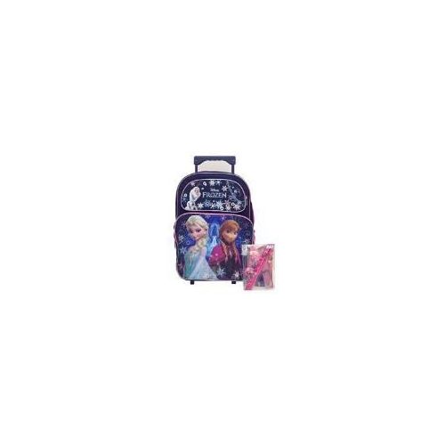 디즈니 2015 New Disney Frozen Elsa & Anna Large Rolling Backpack with Stationery Set