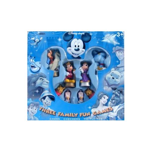 디즈니 Disney Store Three Family Fun Games Tin-Chess, Checkers, Tic Tac Toe