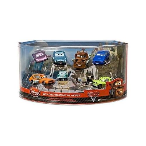 디즈니 Disney Store Disney  Pixar CARS 2 Movie Exclusive 148 PVC Plastic Car 7Pack Deluxe Figurine Playset Includes Holley Shiftwell, Professor Z, Mater, Acer More!