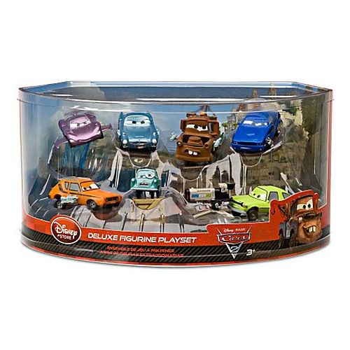 디즈니 Disney Store Disney  Pixar CARS 2 Movie Exclusive 148 PVC Plastic Car 7Pack Deluxe Figurine Playset Includes Holley Shiftwell, Professor Z, Mater, Acer More!