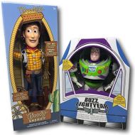 Disney Store Authentic Toy Story 12-Inch Talking Buzz Lightyear and 16-Inch Talking Woody Figures