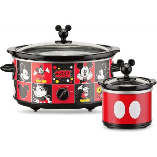디즈니 Disney DCM-502 Mickey Mouse Oval Slow Cooker with 20-Ounce Dipper, 5-Quart, RedBlack