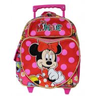 Disney Small Size Red and Pink Minnie Mouse Hugs Rolling Backpack
