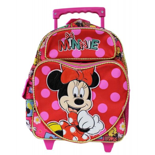 디즈니 Disney Small Size Red and Pink Minnie Mouse Hugs Rolling Backpack