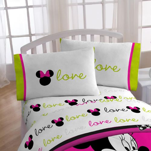 디즈니 Disney Minnie Mouse Neon 39 x 75 Twin Sheet Set