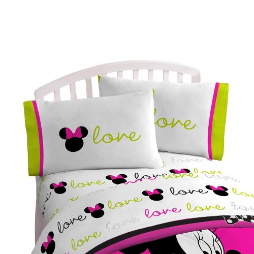 디즈니 Disney Minnie Mouse Neon 39 x 75 Twin Sheet Set