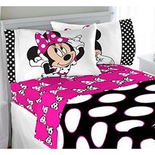디즈니 Disney Minnie Mouse Dots are the New Black Bedding Sheet Set, Full