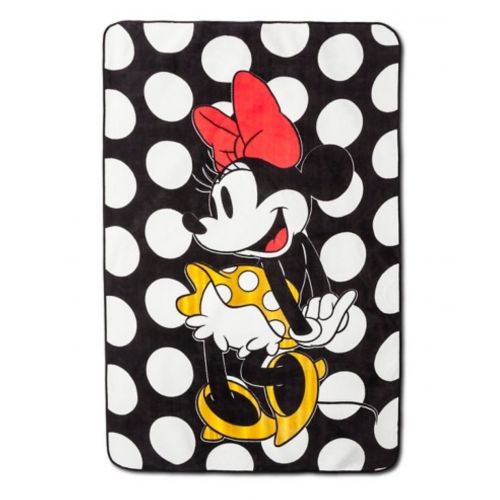 디즈니 Disney Minnie Mouse Rock the Dots Plush Bedding Blanket - 62x90 - White and Black