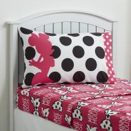 /Kids Sheet Set 3 Piece Disney Minnie Mouse Girls Bedsheets Flat Sheet Fitted Sheet Pillowcase Girls Bedding Set