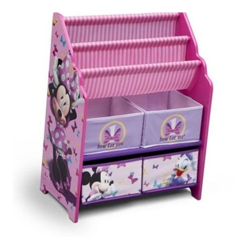 디즈니 Book and Toy Organizer, Disney Book and Toy Organizer, Kids Book Organizer, Book Rack and Toy Bin, Fabric Storage Bin Bookcase Storage Chest Featuring Minnie Mouse