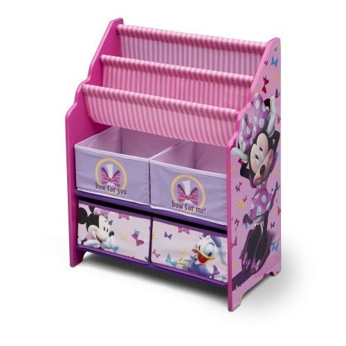 디즈니 Book and Toy Organizer, Disney Book and Toy Organizer, Kids Book Organizer, Book Rack and Toy Bin, Fabric Storage Bin Bookcase Storage Chest Featuring Minnie Mouse