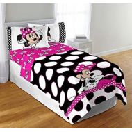 Disney Minnie Mouse Twin or Full Black & Pink Polka dot Comforter Bedspread
