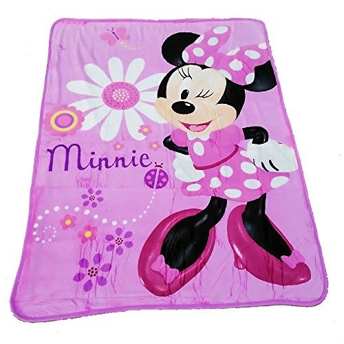 디즈니 Disney Minnie Mouse Club House Plush Sherpa Twin Size Blanket - Wink Wink